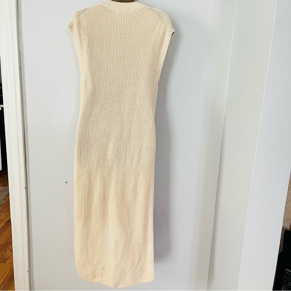 H&M Knit Cream Midi Dress Double Side Slit | Minimal Chic Cozy Fall - Picture 6 of 7